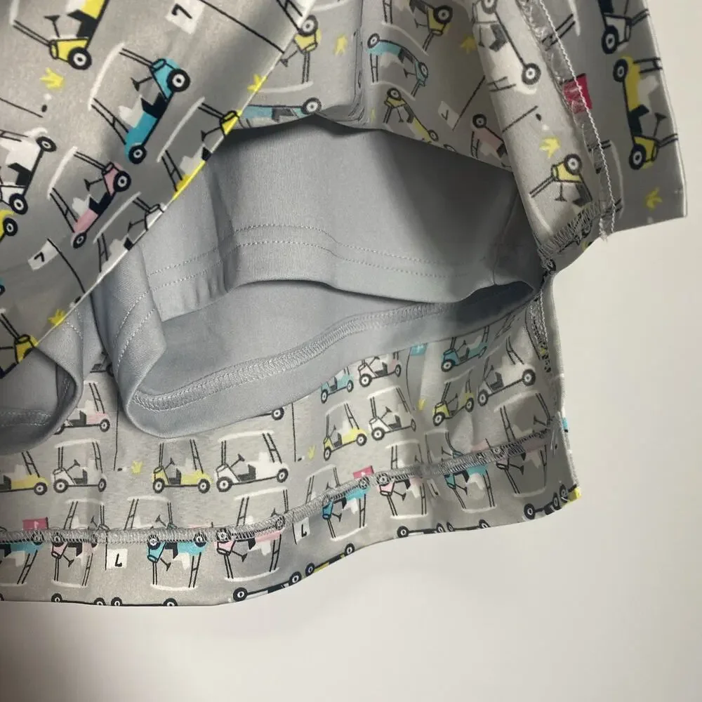 Izod Women's Skort Golf Skirt Tennis White Blue Pink Golf Cart Print Size 8 - Picture 2 of 5